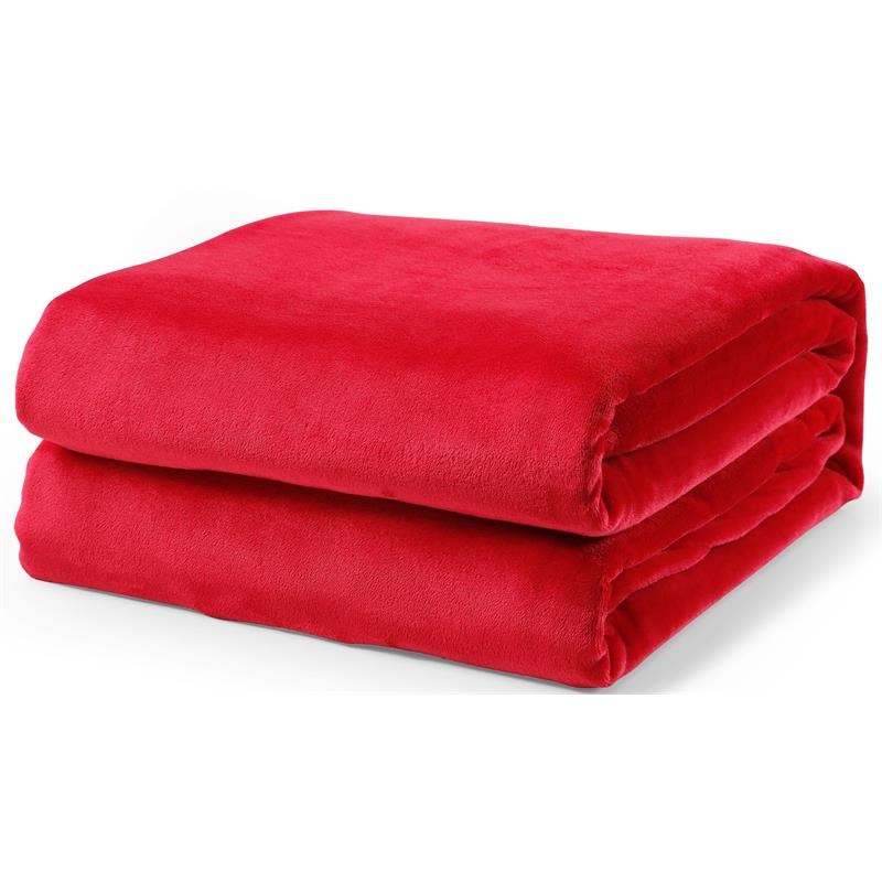 L'Baiet Red Fleece King Blanket Plush Microfiber Polyester