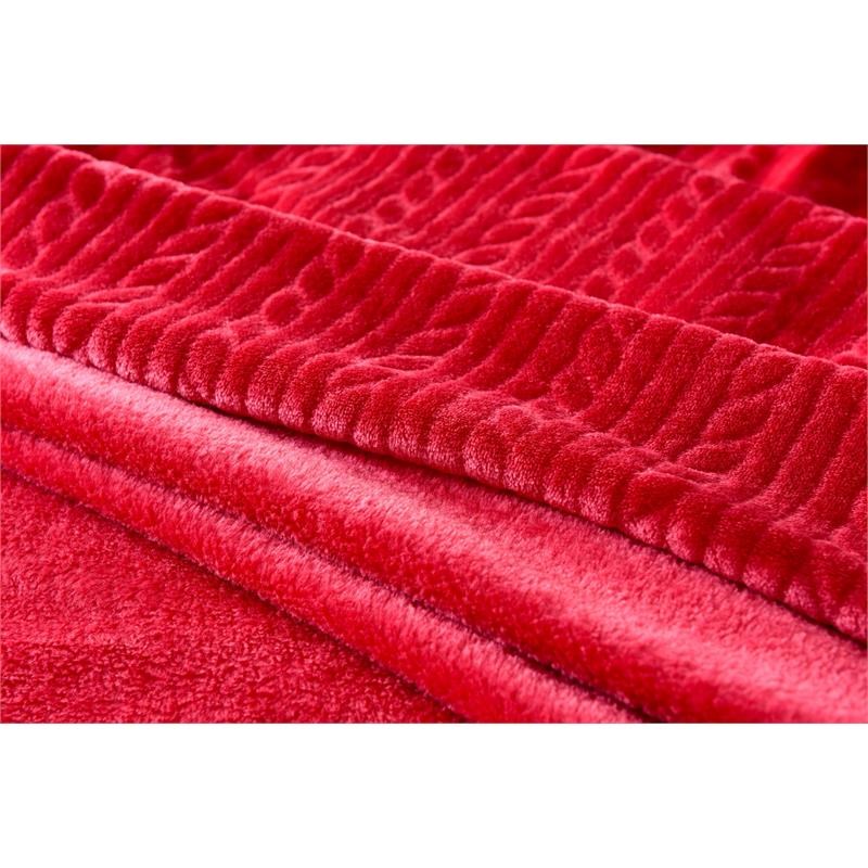 L'Baiet Red Embossed Twin Blanket Plush Microfiber Polyester