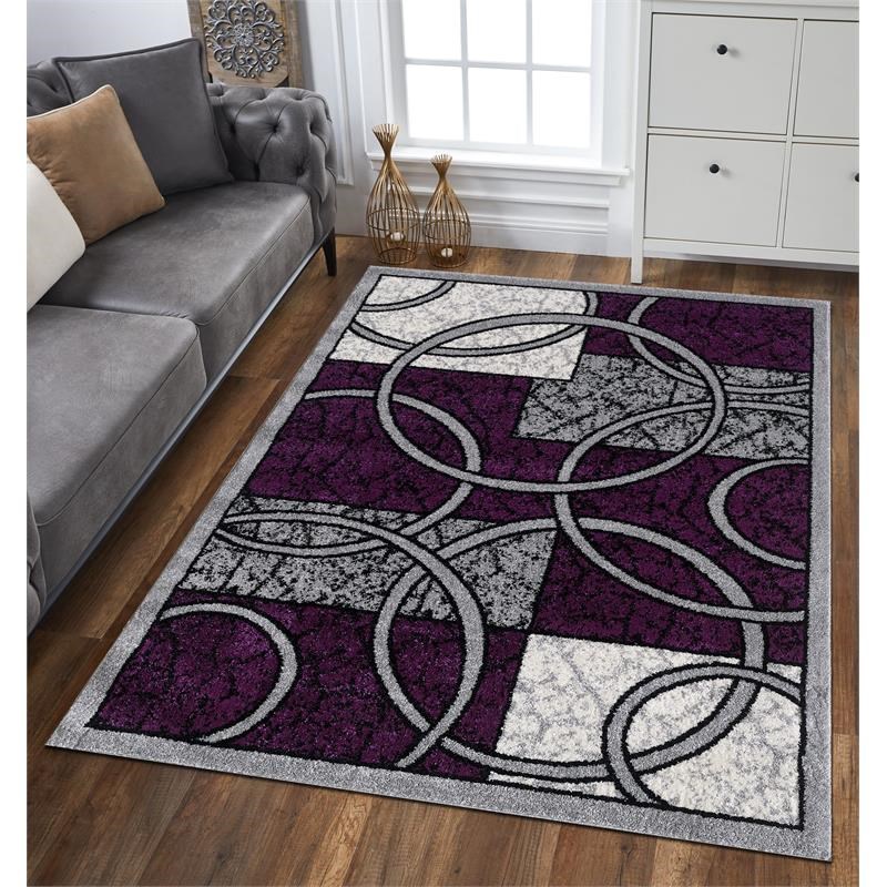 L'Baiet Selena Purple Geometric Fabric 4 ft. x 6 ft. Area Rug