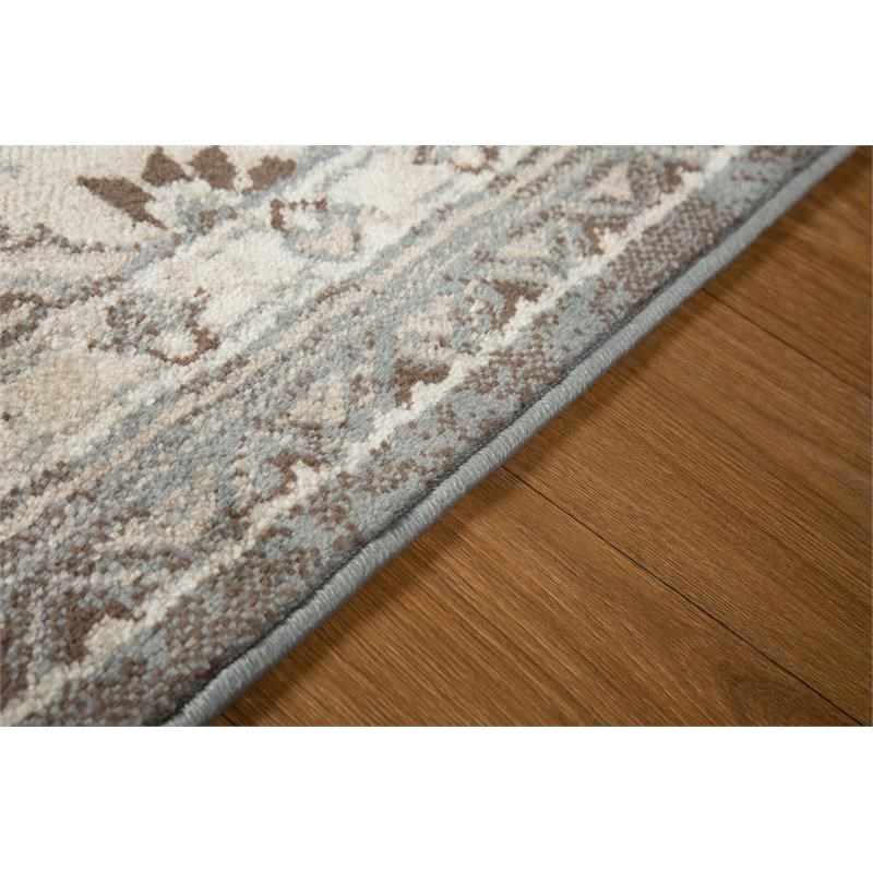 L'Baiet Ivory Beige Traditional 8 ft. x 10 ft. Fabric Area Rug