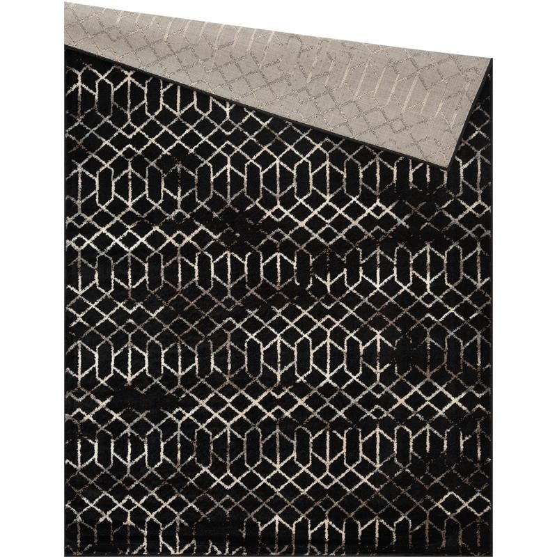 L'Baiet Aria Black Geometric 5 ft. x 7 ft. Fabric Area Rug