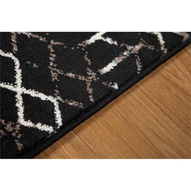 L'Baiet Aria Black Geometric 5 ft. x 7 ft. Fabric Area Rug