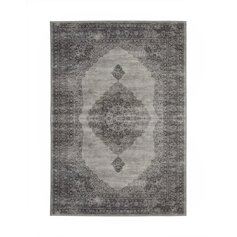 Maddie Home Lolo 8x11 Area Rug in Silver and Charcoal