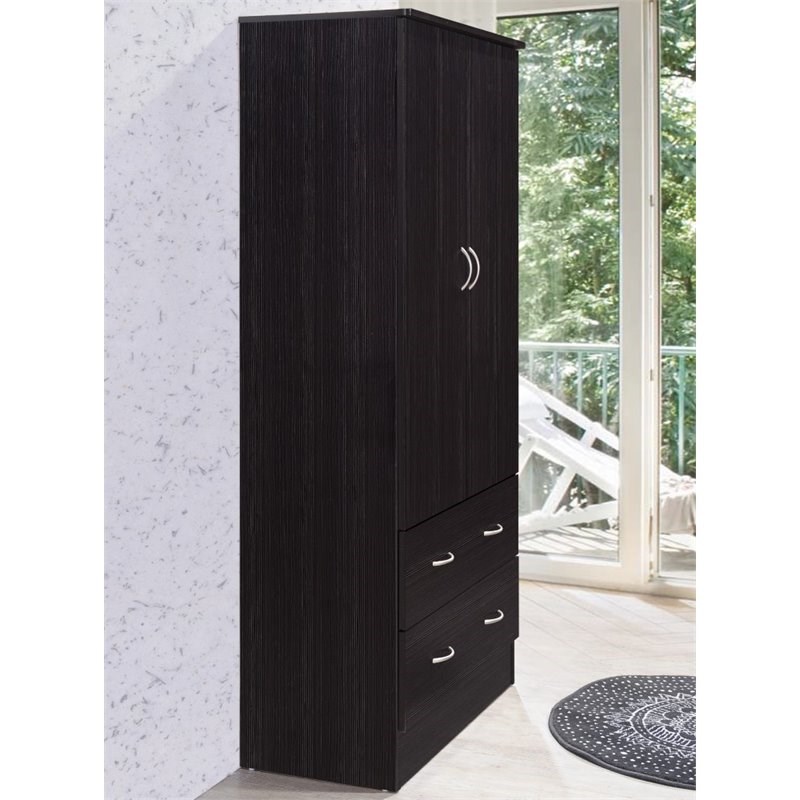 Maddie Home Everyday 2 Door Armoire with 2 Drawers and Clothing Rod in Chocolate