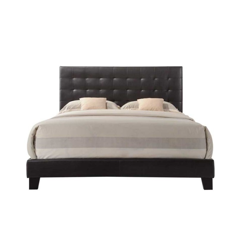 Maddie Home Mila Faux Leather Tufted Queen Panel Bed in Espresso