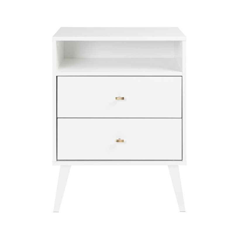 Maddie Home Sea Breeze Mid Century Modern 2 Drawer Tall Nightstand in White