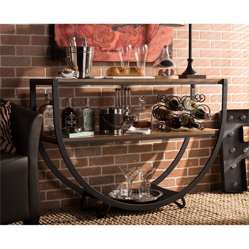 Maddie Home Console Table in Antique Black and Brown
