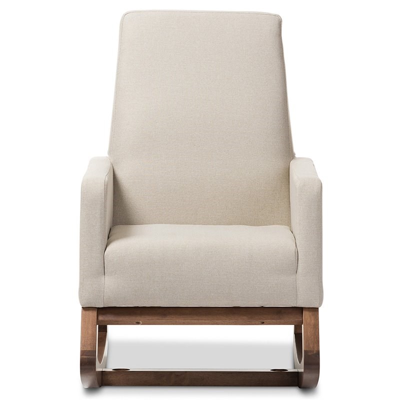 Maddie Home Upholstered Rocker in Light Beige and Walnut