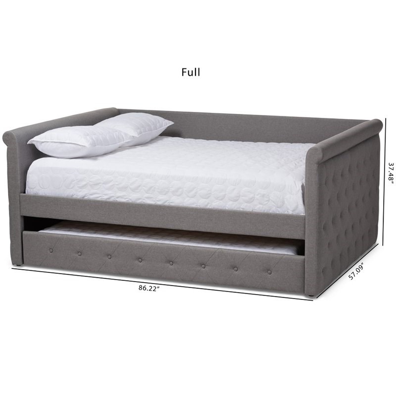 Maddie Home Tufted Full Daybed with Trundle in Gray