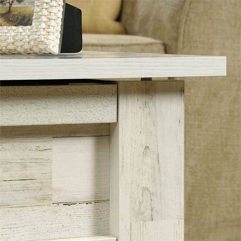 Maddie Home Lift Top Coffee Table in White Plank