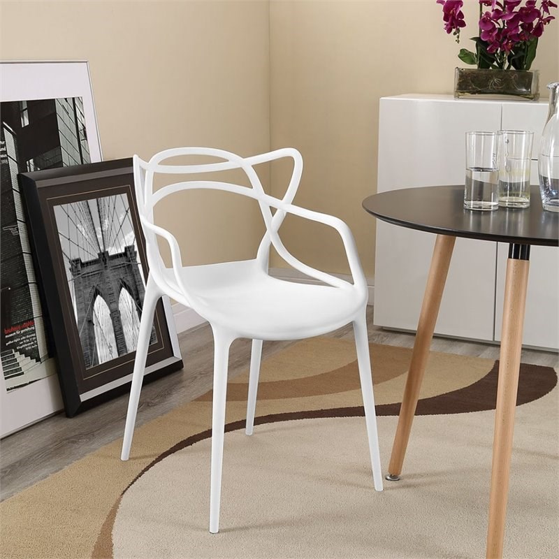 Maddie Home Dining Arm Chair in White