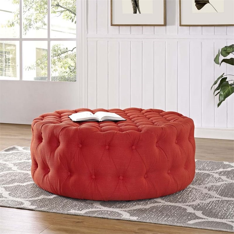 Maddie Home Upholstered Ottoman in Atomic Red