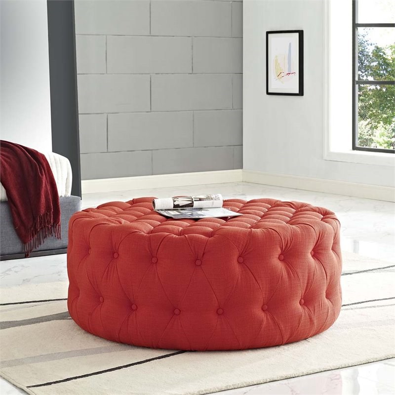 Maddie Home Upholstered Ottoman in Atomic Red