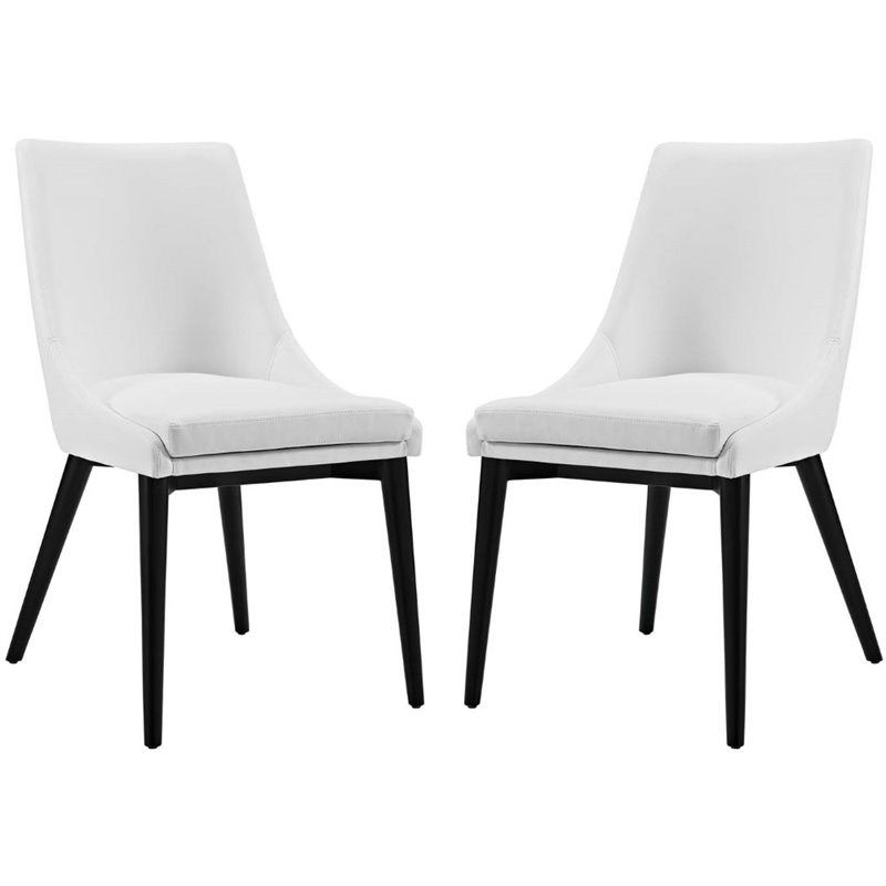 Maddie Home Faux Leather Dining Side Chair in White (Set of 2)