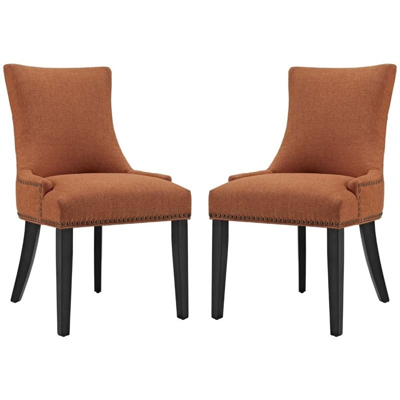 Maddie Home Upholstered Dining Side Chair in Orange (Set of 2)