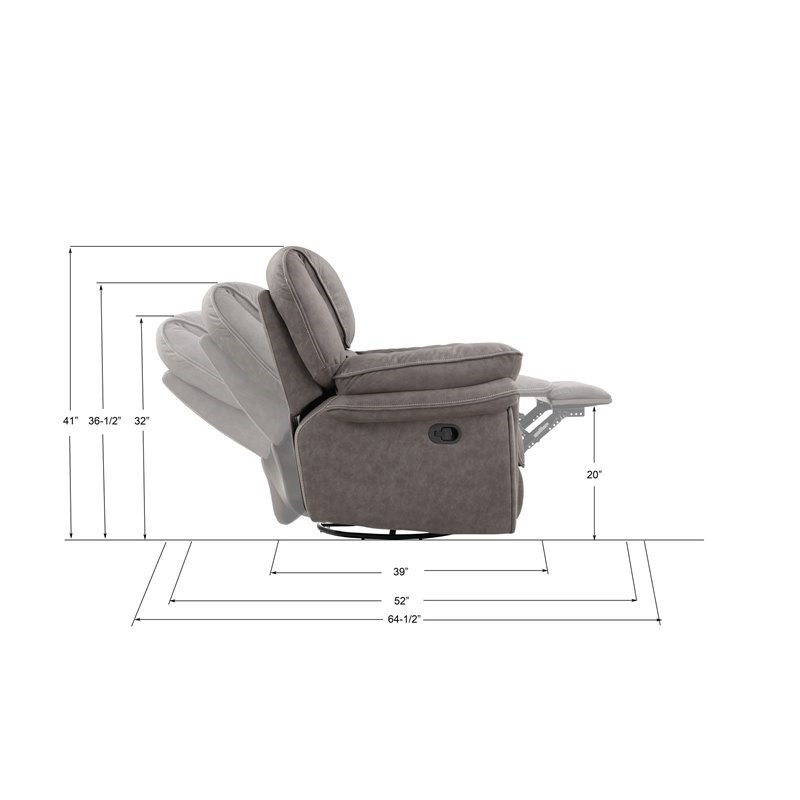 Wallace & Bay Baker Swivel Recliner Glider with Recline Motion in Gray and Brown