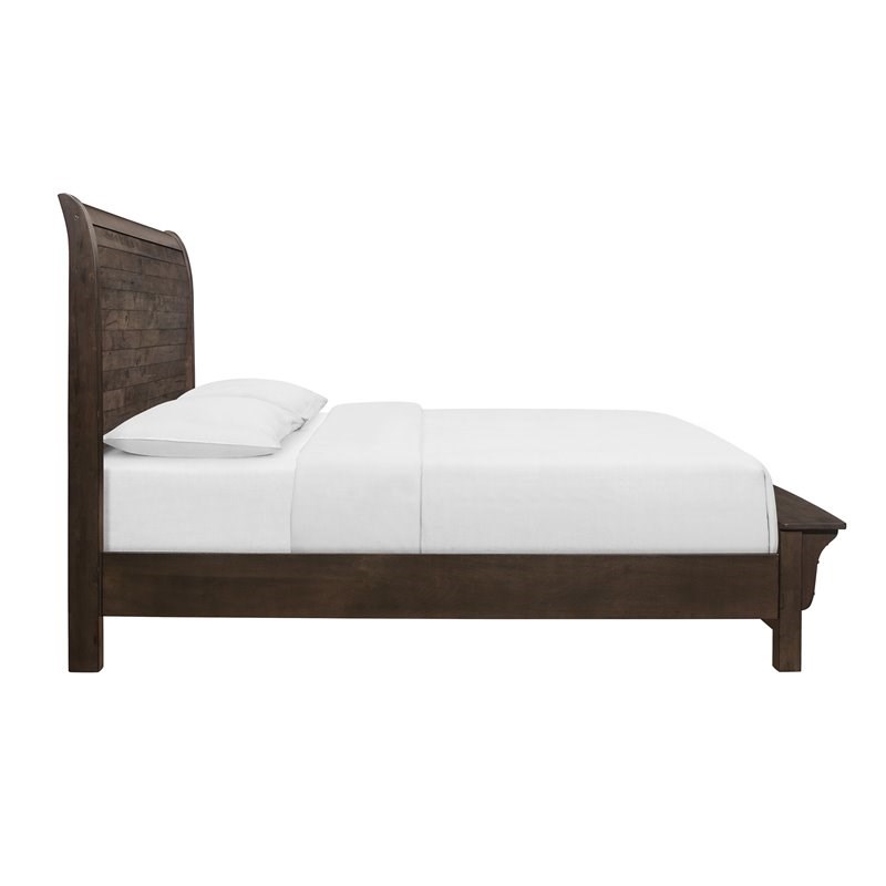 Bonilla Gray Brown King Bed With Built, King Bed Footboard Bench