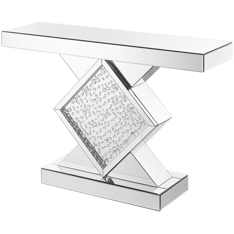 Elegant Decor Modern 47" Clear Crystal Mirrored Accent Console Table