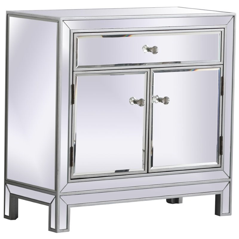 2 Door 29 Mirrored Accent Cabinet, Antique End Table With Glass Doors Uk