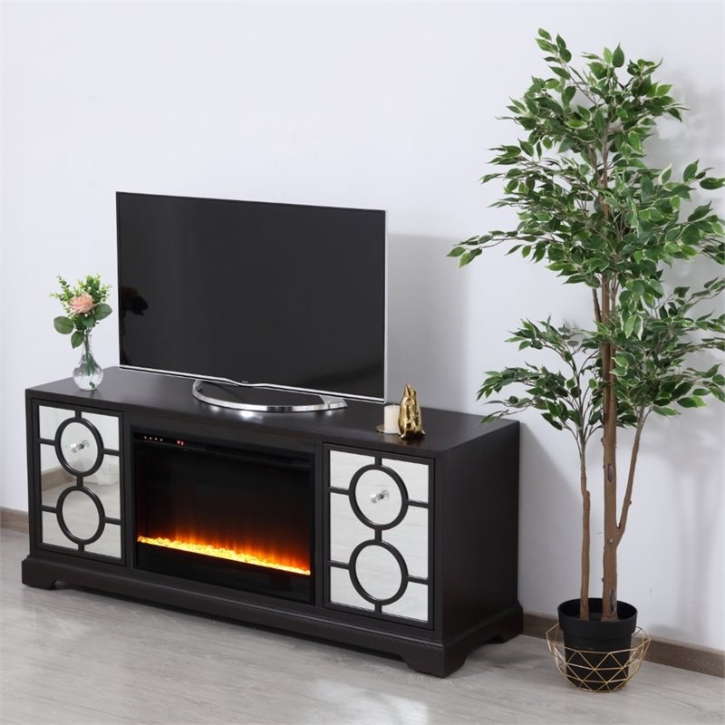 Elegant Decor Modern 60" Crystal Fireplace TV Stand in Hand Painted