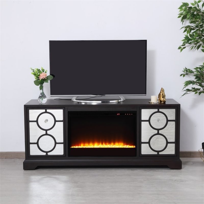 Elegant Decor Modern 60" Crystal Fireplace TV Stand in Hand Painted