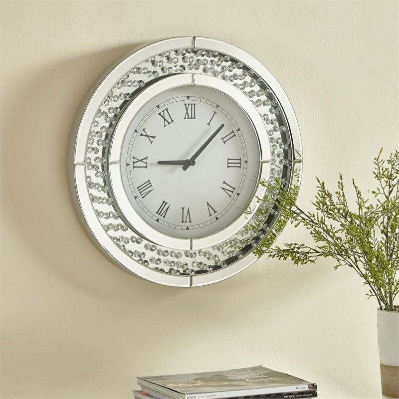 Elegant Decor Sparkle 20" Round Contemporary Clear Crystal Frame Wall