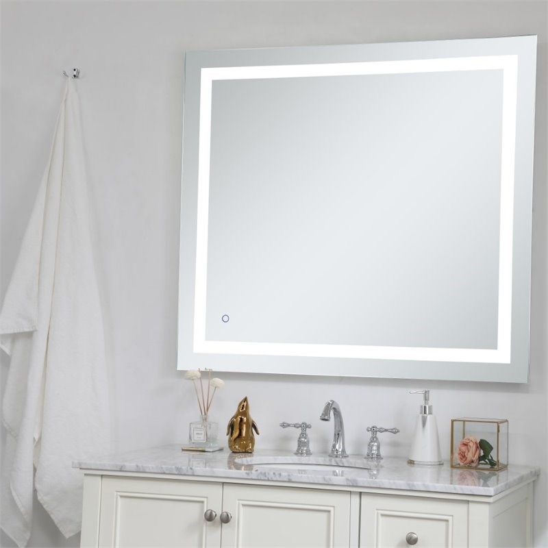Elegant Decor Helios 40" x 36" Hardwired LED Bathroom Mirror with Touch