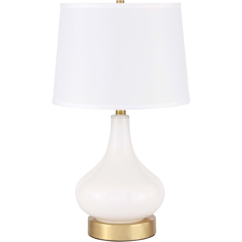 Elegant Decor Alix Modern Glass Table Lamp in White and Brushed Brass