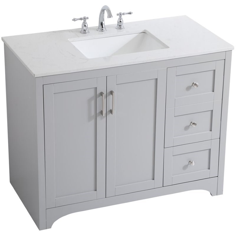 Elegant Decor Moore 42 Single Quartz, 42 Bathroom Vanity With Quartz Top