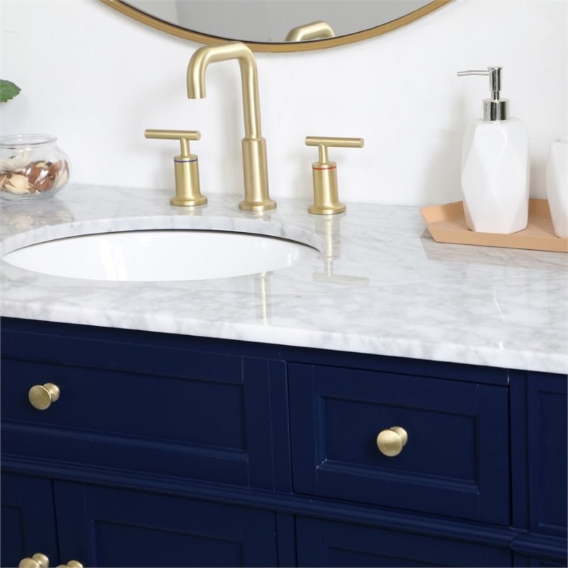 Elegant Decor Williams 48 Single Marble Top Bathroom Vanity In Blue Homesquare - Blue Double Vanity Bathroom Ideas