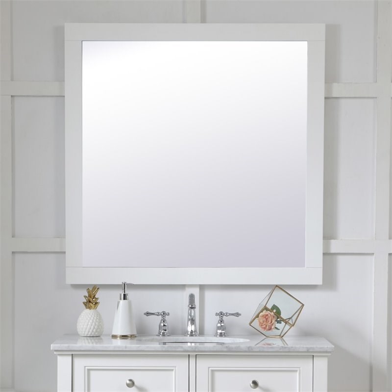 Elegant Decor Aqua 36 Square Wood, Wood Framed Bathroom Mirror Cabinets