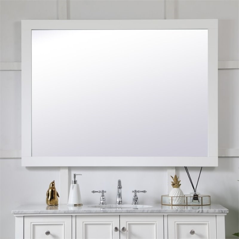 Elegant Decor Aqua 36 X 48 Wood Frame, White Framed Bath Mirror