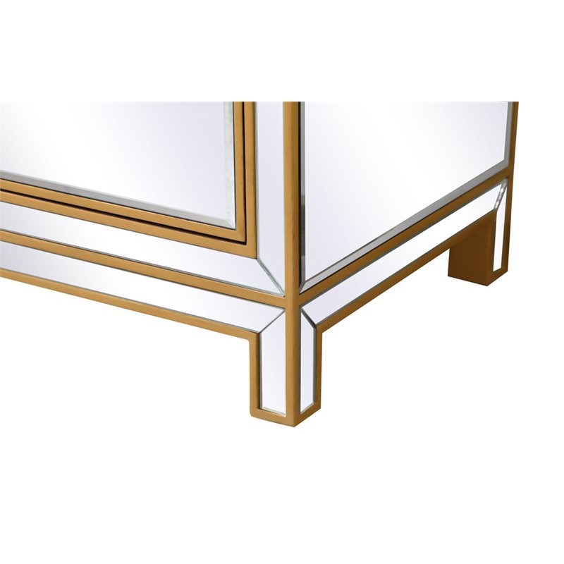 Elegant Decor Reflexion 6-Drawer Solid Wood and MDF Dresser in Gold Finish