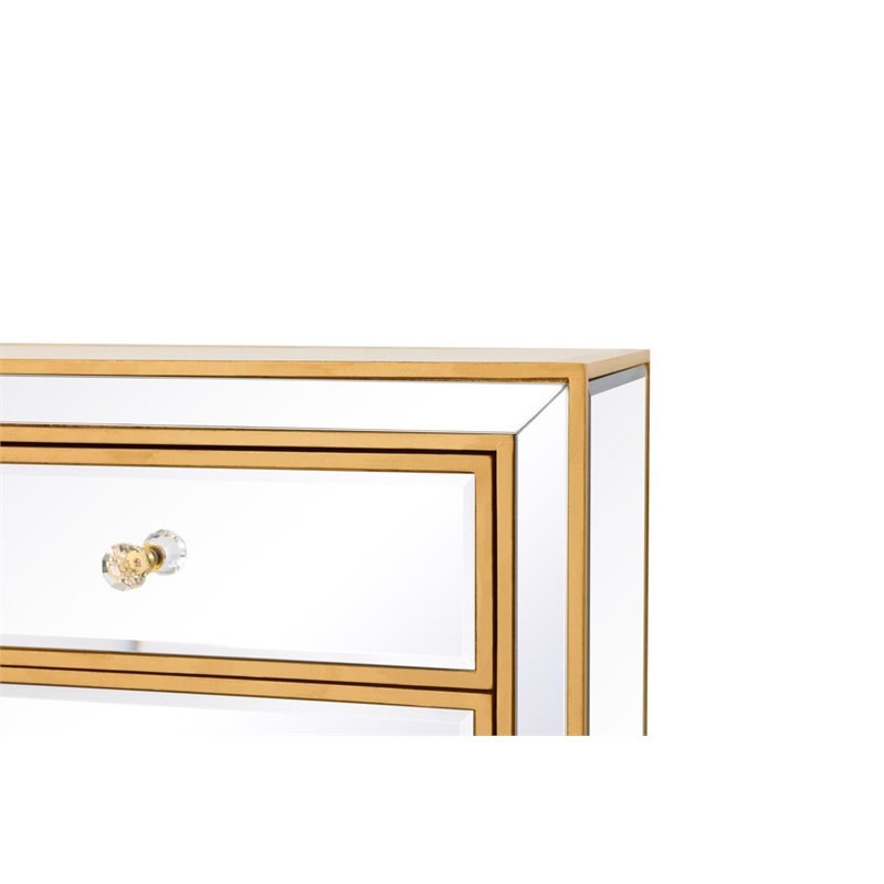 Elegant Decor Reflexion 2-Drawer Solid Wood and MDF Nightstand in Gold