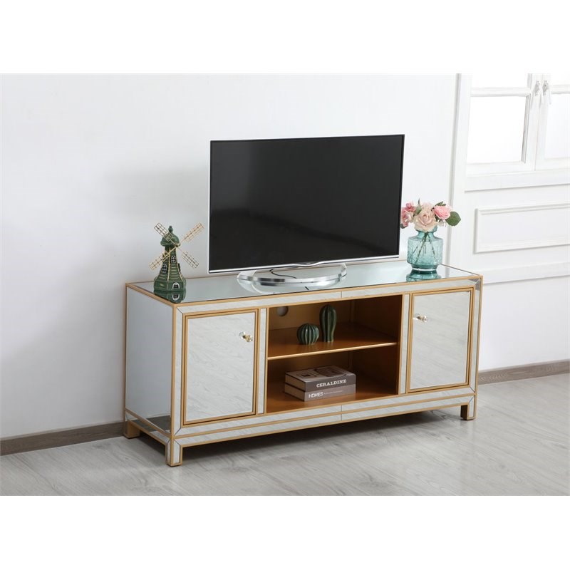 Elegant Decor Reflexion MDF Mirrored TV Stand for TVs up to 55
