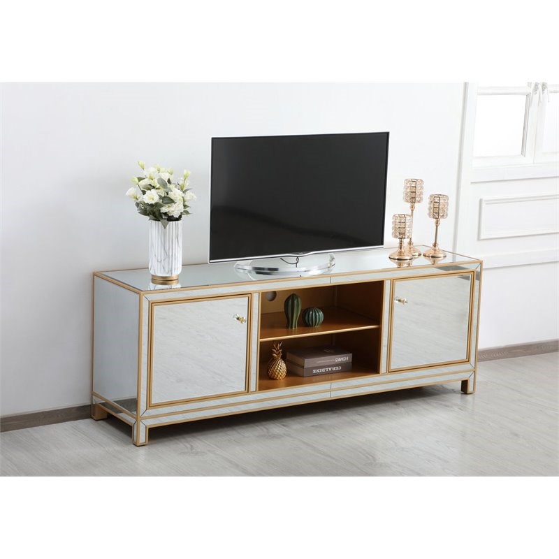 Elegant Decor Reflexion MDF Mirrored TV Stand for TVs up to 65