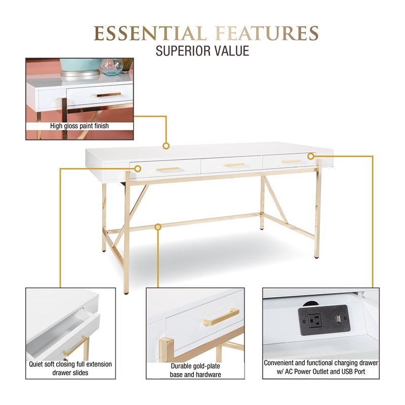 broadway desk white gloss