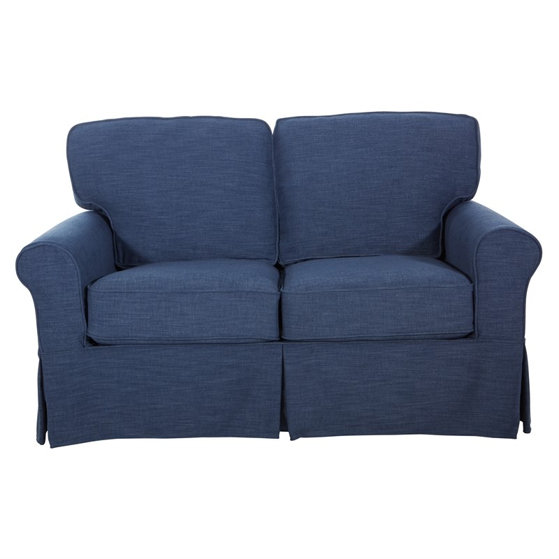 ashton loveseat with navy blue fabric slip cover asn52s66