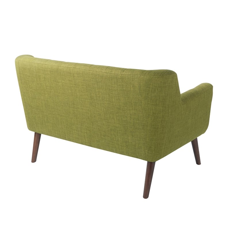 Mill Lane Loveseat in Green Fabric with Coffee Legs