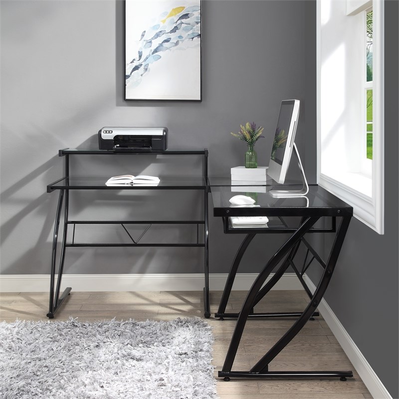 Constellation L Shaped Home Office Black Metal Gaming Editing Desk