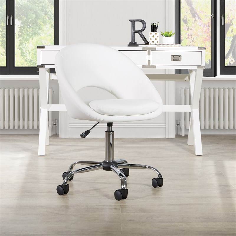 Milo Height Adjustable Home Office Chair in Durable White Faux Leather