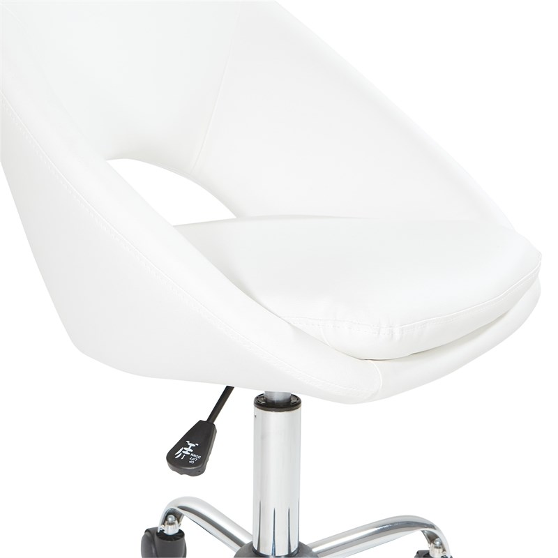 Milo Height Adjustable Home Office, White Faux Leather Desk Chair
