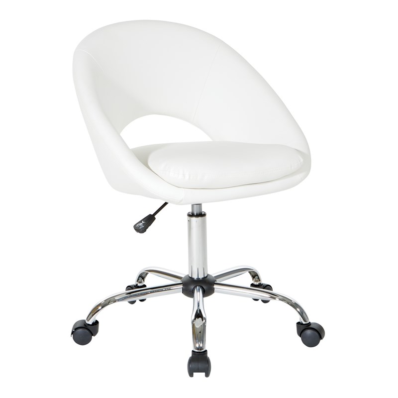 Milo Height Adjustable Home Office Chair in Durable White Faux Leather