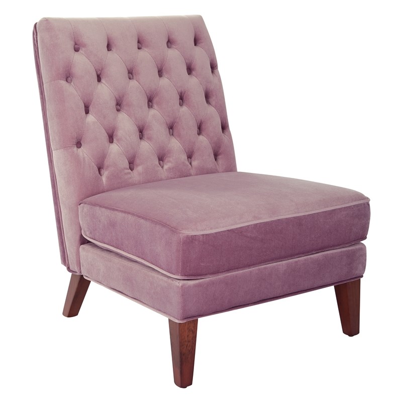 brampton accent chair in mauve pink velvet with coffee legs brpv7