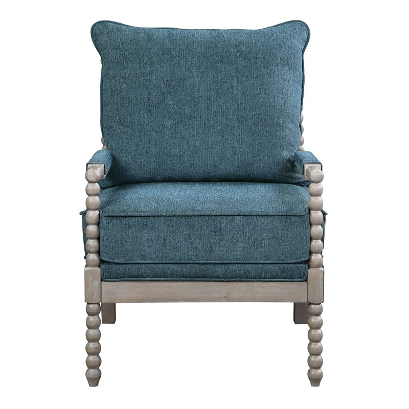 Abbot Chair in Azure Blue Fabric with Brushed Gray Base