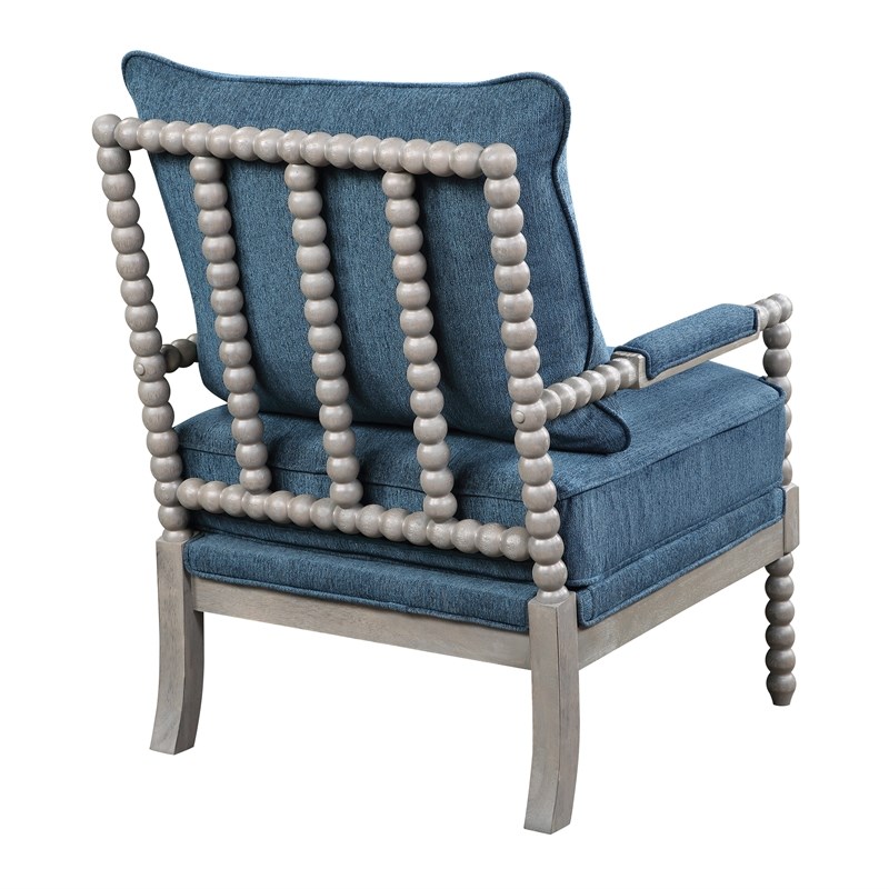 Abbot Chair in Azure Blue Fabric with Brushed Gray Base