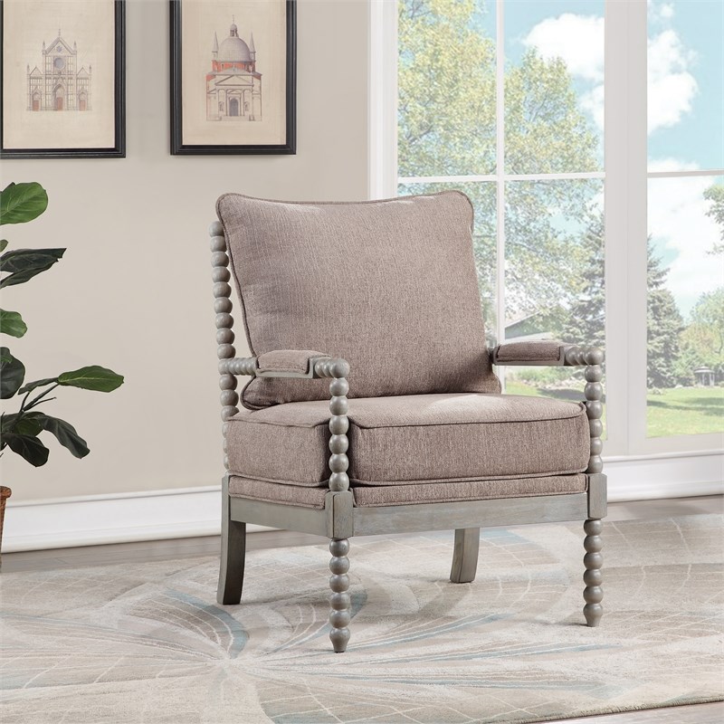 Abbot Chair in Dolphin Brown Fabric with Brushed Gray Base