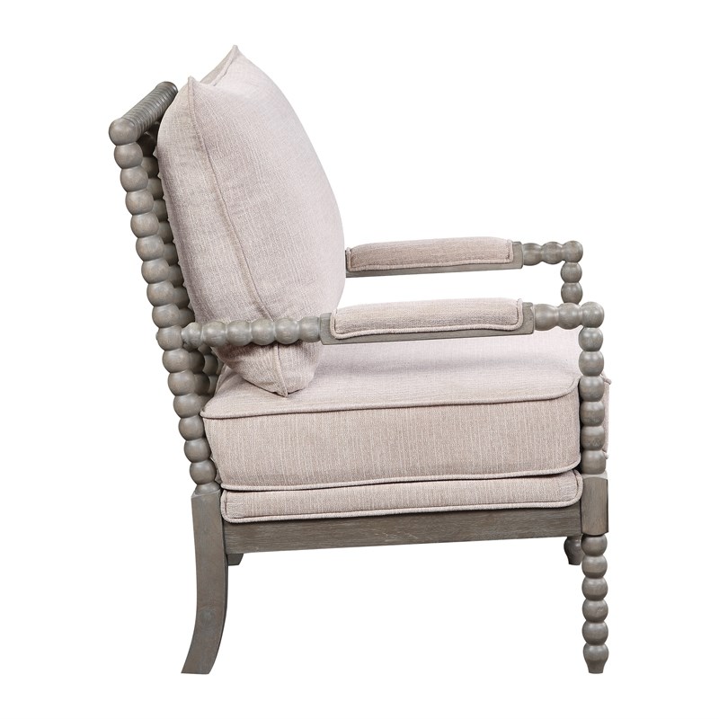 Abbot Chair in Linen Beige Fabric with Brushed Gray Base