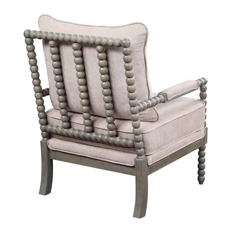 Abbot Chair in Linen Beige Fabric with Brushed Gray Base