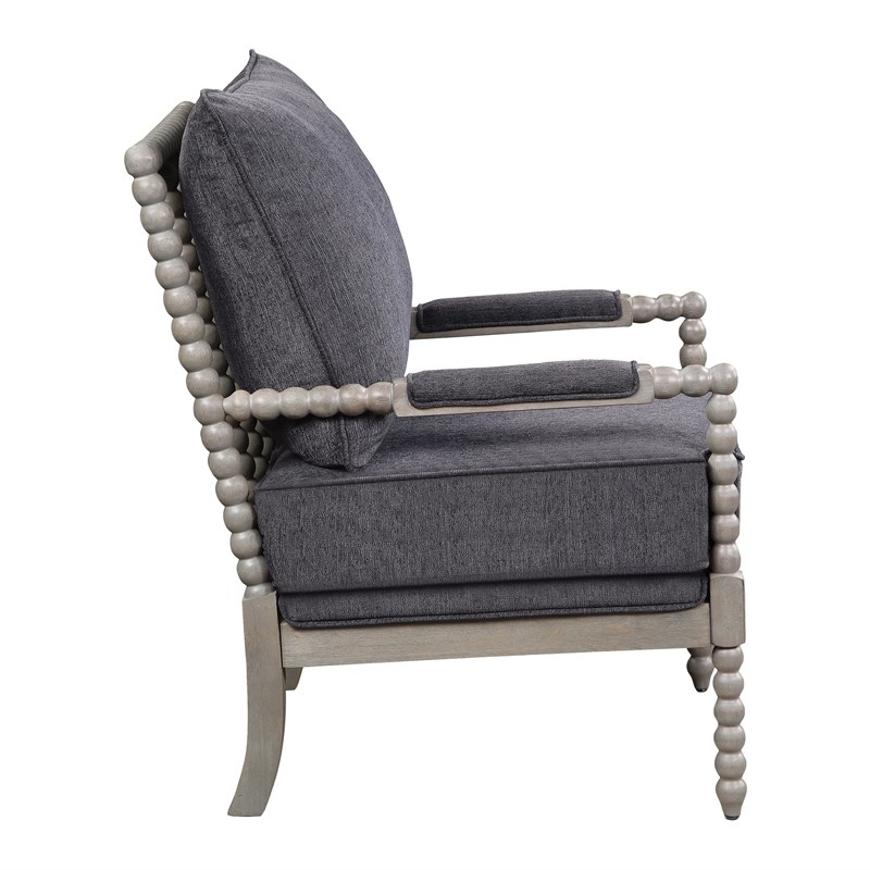 Abbot Chair in Charcoal Gray Fabric with Brushed Gray Base Homesquare